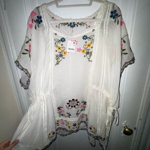 NWT - Free People Floral Embroidered Tunic